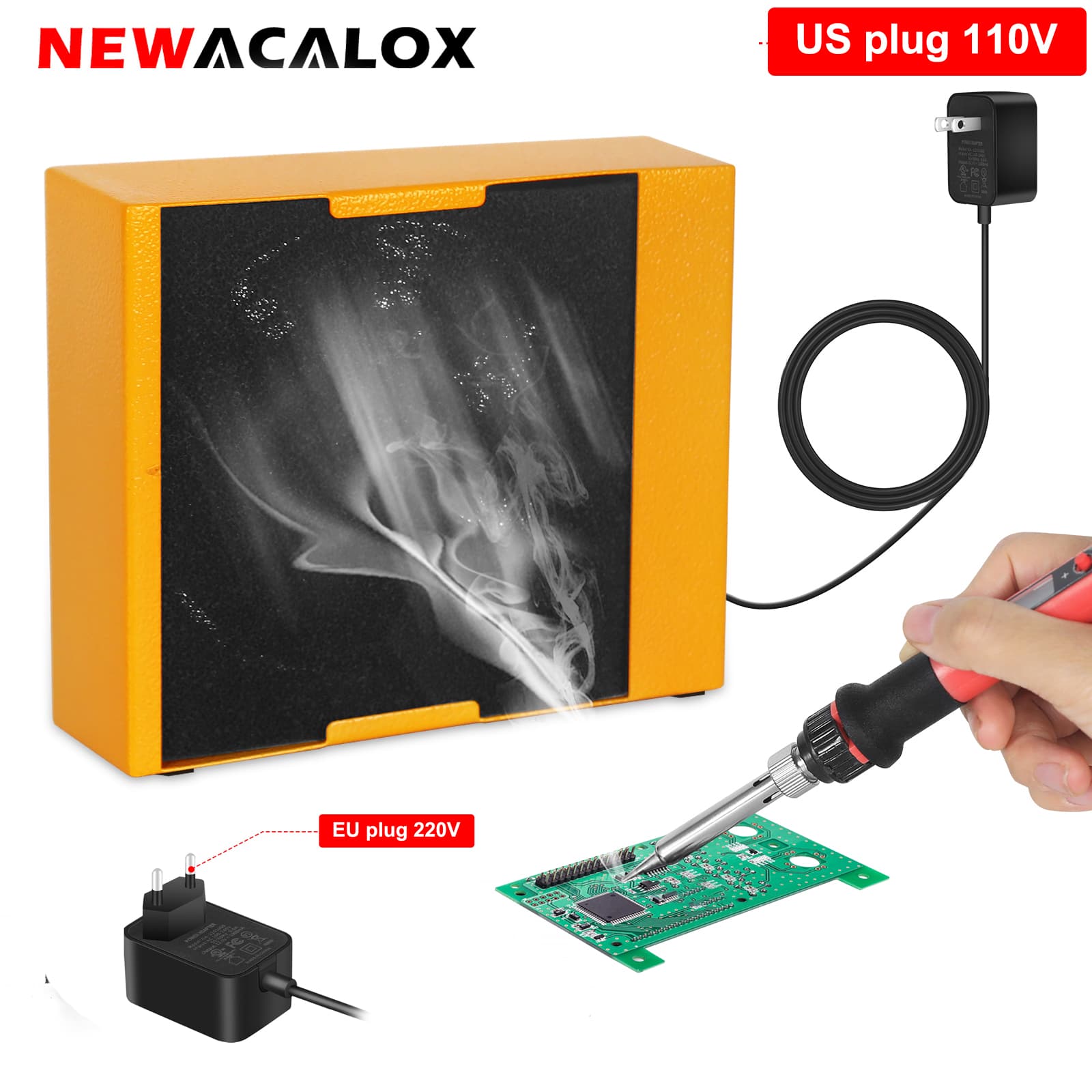 NEWACALOX 30W סופג אדי הלחמה מסיר סופג עשן סופג מניעת עשן מאוורר עובד לתחנת הלחמה עשה זאת בעצמך